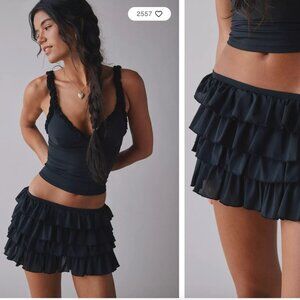 Urban Outfitters Out From Under Cammy Ruffle Trim Skort Black XS NWT